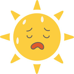 땀 흘리는 폭염 태양 아이콘 - 더운여름