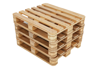 Wooden pallets isolated on a transparent or white background