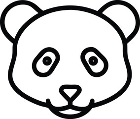 Simplified panda face illustration showcases its distinctive markings through a bold, clean outline