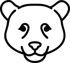 Simple panda face line drawing features adorable expressive eyes and a gentle smile