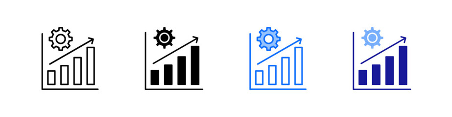 Growth Multiple Style Icon Set Vector 