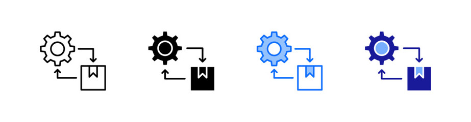 Process Multiple Style Icon Set Vector 