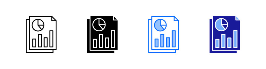 Report Multiple Style Icon Set Vector 