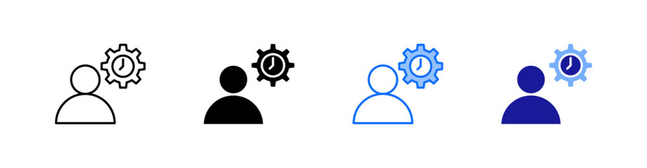 Manager Multiple Style Icon Set Vector 