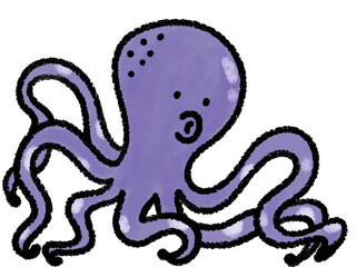 Obraz premium 紫色のタコの手書きイラスト