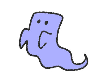 クレヨンで描いたおばけの手書きイラスト