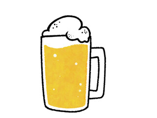 クレヨンで描いたあわあわビールのイラスト