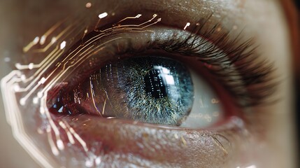 AI eye with scanning lines and rounded tech overlay