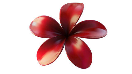 red frangipani flower fluid holographic iridescent on white background