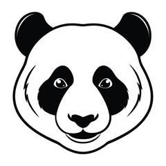 A simple panda portrait showcases a clean black and white design gracefully