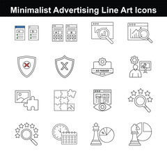 Minimalist Advertising Line Art Icons – Marketing & Promotion Pack