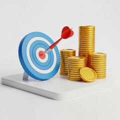 Target Coins Success Goal Investment and Financial Wealth Growth
