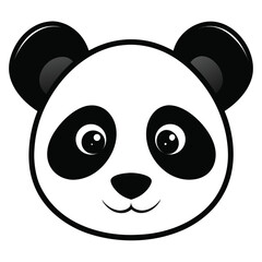 A monochrome panda bear face with a cute smile appears in this drawing