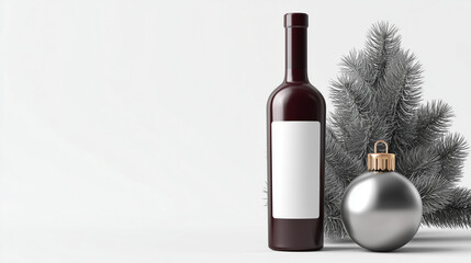 Mockup of Wine Packaging with Christmas Decor