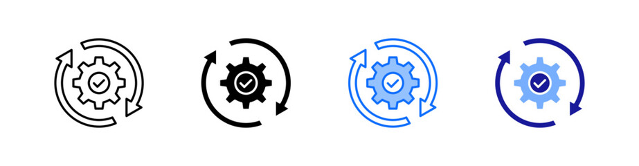 Process Multiple Style Icon Set Vector 