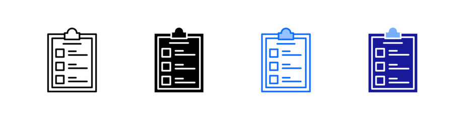 Survey Multiple Style Icon Set Vector 