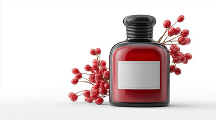 Red Holiday Wine Bottle with Blank Label Mockup