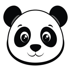 A cartoon panda face shows expressive eyes, a button nose, and simple mouth