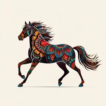 horse, Majestic decorative steed with a flowing mane.