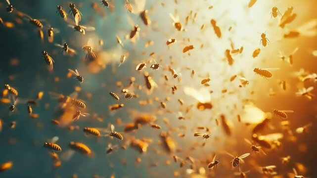 Bees in flight
