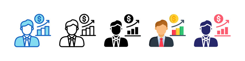 Investment Multiple Style Icon Set Collection.