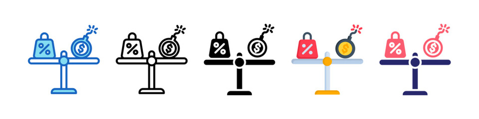 Debt Multiple Style Icon Set Collection.