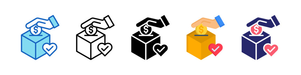 Charity Multiple Style Icon Set Collection.