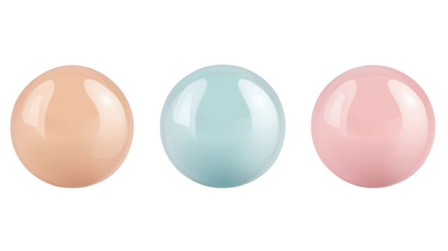 row of pastel colored spheres on white background