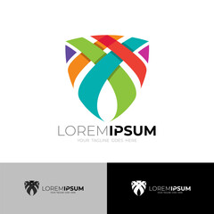 colorful woven logo forms a strong and sturdy shield