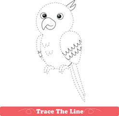 Handwriting Practice. Tracing lines and coloring parrot for children. Vector Illustration