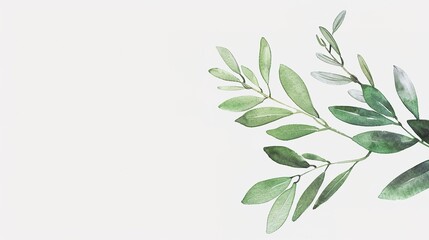 Obraz premium An olive branch adorned with lush green leaves is beautifully isolated on a clean white background, a symbol of peace and tranquility created by generative AI. The fresh and vibrant leaves enhance the