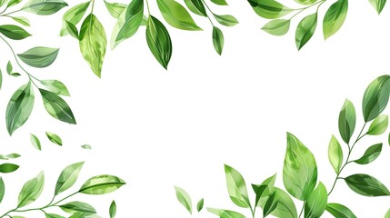 Fototapeta premium An olive branch adorned with lush green leaves is beautifully isolated on a clean white background, a symbol of peace and tranquility created by generative AI. The fresh and vibrant leaves enhance the