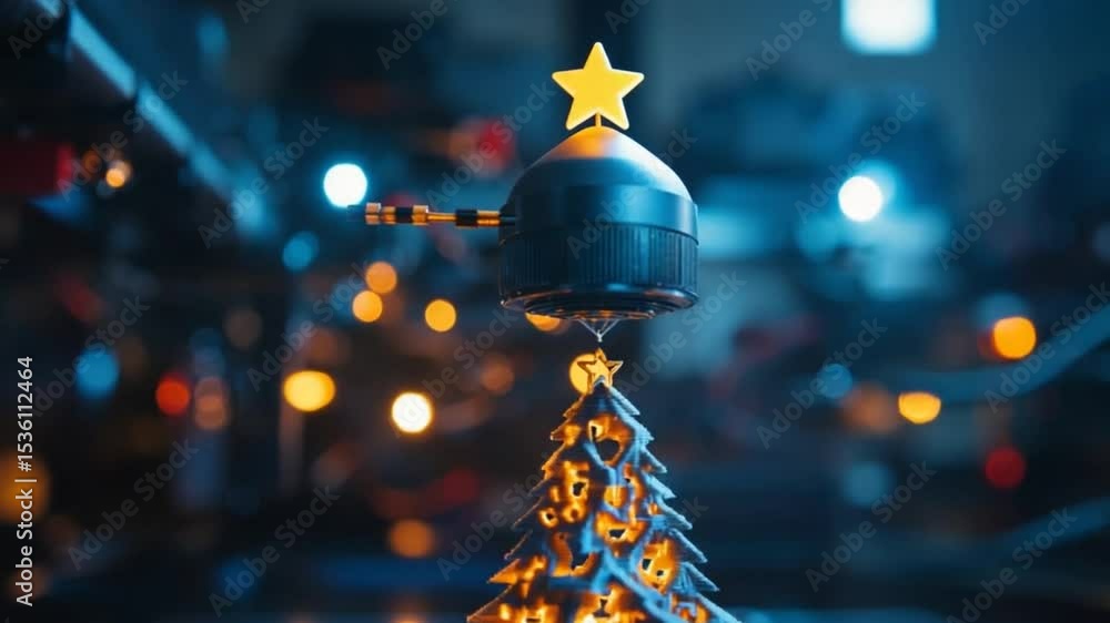 Poster 3d printing a christmas tree with precision and innovation in a modern workshop