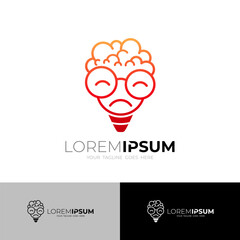 Brain logo and bulb design combination, line style ,smart logos