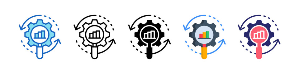 Process Optimization Multiple Style Icon Set Collection.