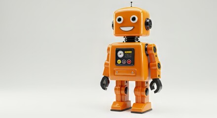Fototapeta premium Orange Robot Toy with Smiling Face
