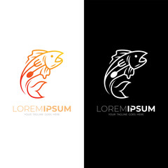 logo of a food made from delicious processed sea fish, cutlery logos