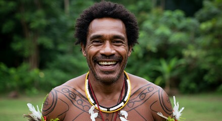 A Joyful Portrait of a Papua New Guinean Man