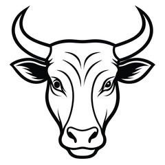 A formidable bull head outline powerfully embodies strength and resilience through its simplistic yet striking style