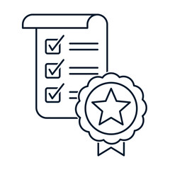 Testing, certificate. Vector linear icon isolated on white background.