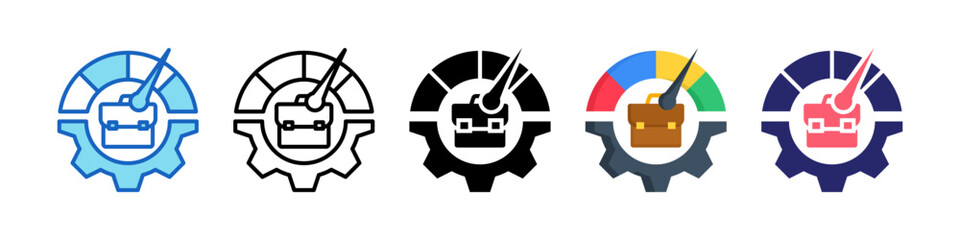 Work Performance Multiple Style Icon Set Collection.