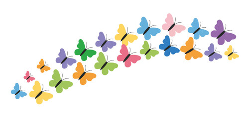 Colorful Butterfly Swarm Spring Nature Design Illustration