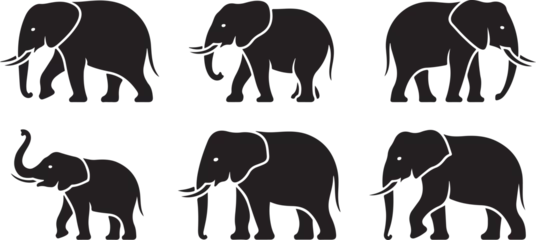  Silhouette of animals in the savannah. African landscape scene. Vector horizontal seamless tropical background with elephants, giraffes and lion. Black isolated silhouette © MdSojib
