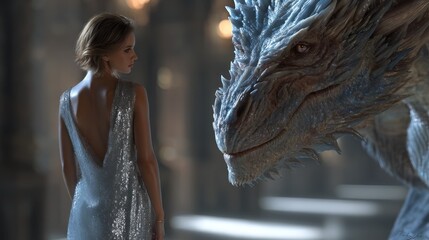 Woman dragon fantasy