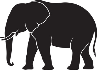 Silhouette of animals in the savannah. African landscape scene. Vector horizontal seamless tropical background with elephants, giraffes and lion. Black isolated silhouette