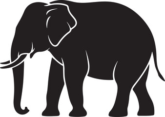 Silhouette of animals in the savannah. African landscape scene. Vector horizontal seamless tropical background with elephants, giraffes and lion. Black isolated silhouette