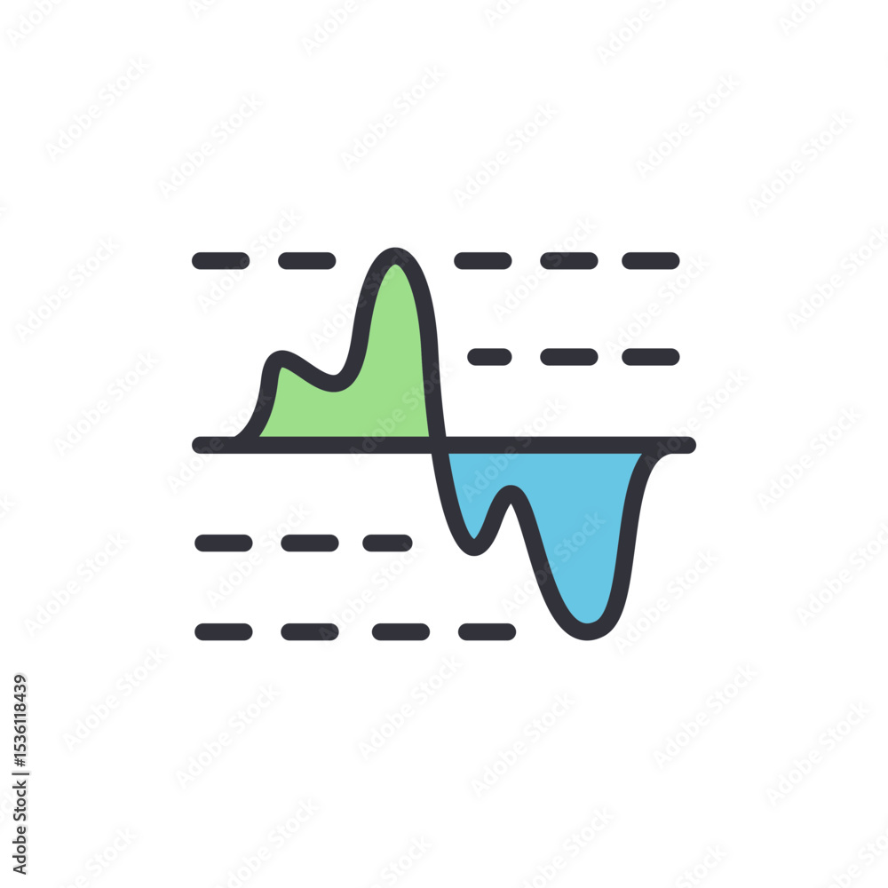Poster graphical representation of data displaying green and blue waveform