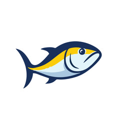  cartoon style tuna fish with blue fins icon logo