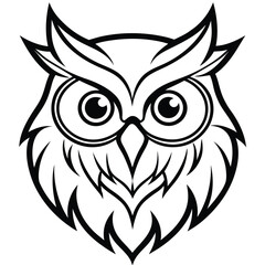 Obraz premium An abstract monochrome line drawing shows the focused face of an owl