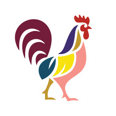 colorful abstract rooster illustration icon logo